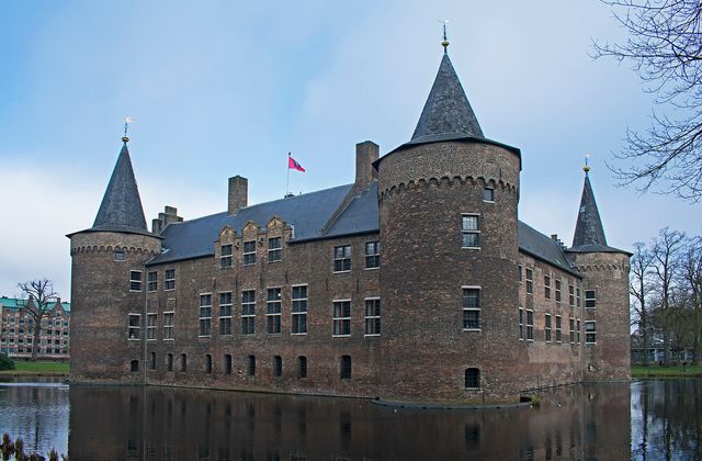 Helmond Castle with its moat seen from the southeast in the centre of Helmond