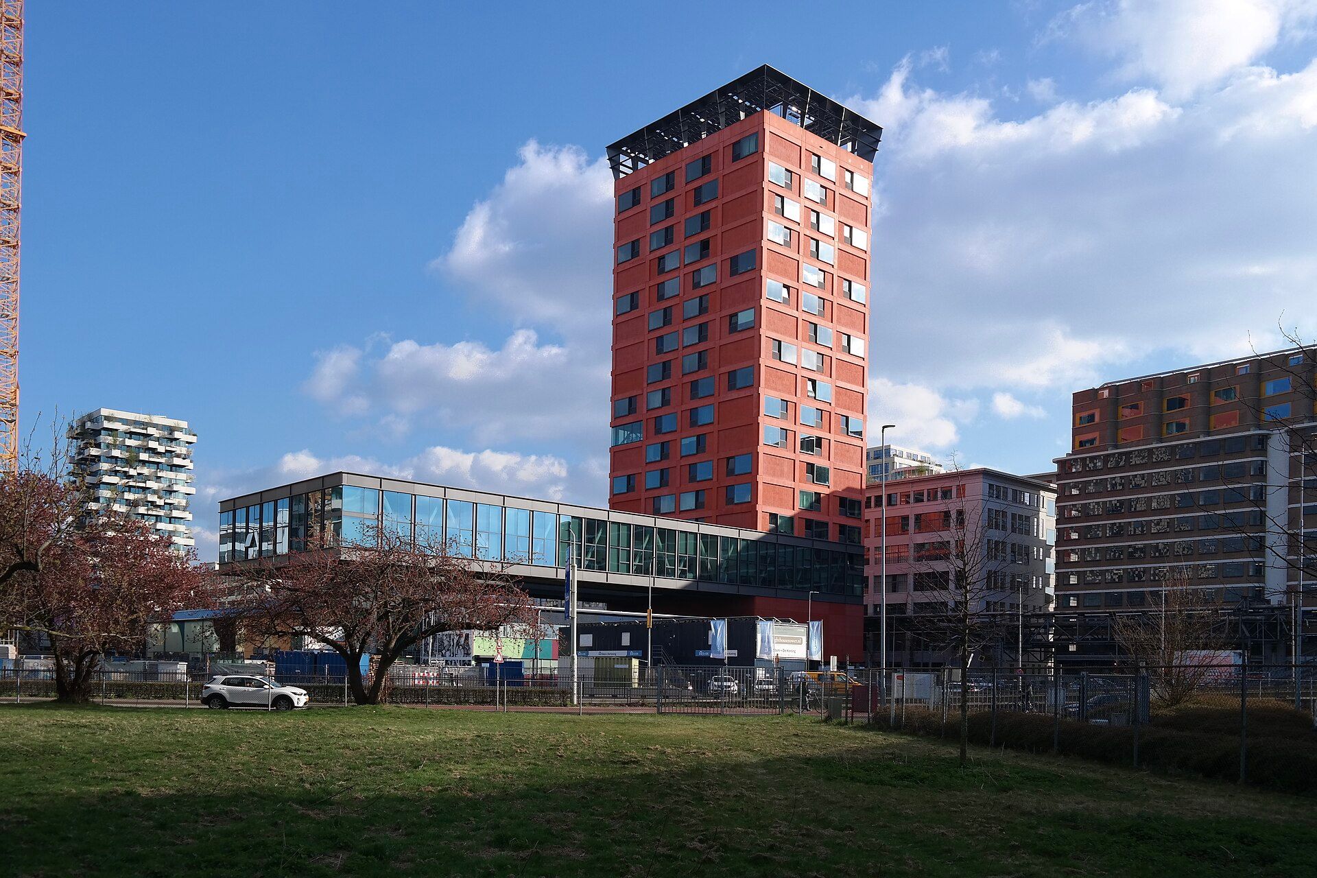 New residential towers under construction in the Strijp-S district of Eindhoven, with the Trudo tower and the Haasje Over building in view
