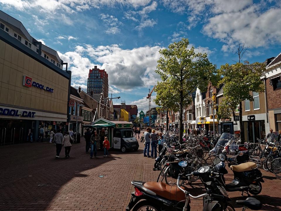 Gedempte Gracht shopping street in the centre of Zaandam, the main retail artery of the Zaanstad municipality