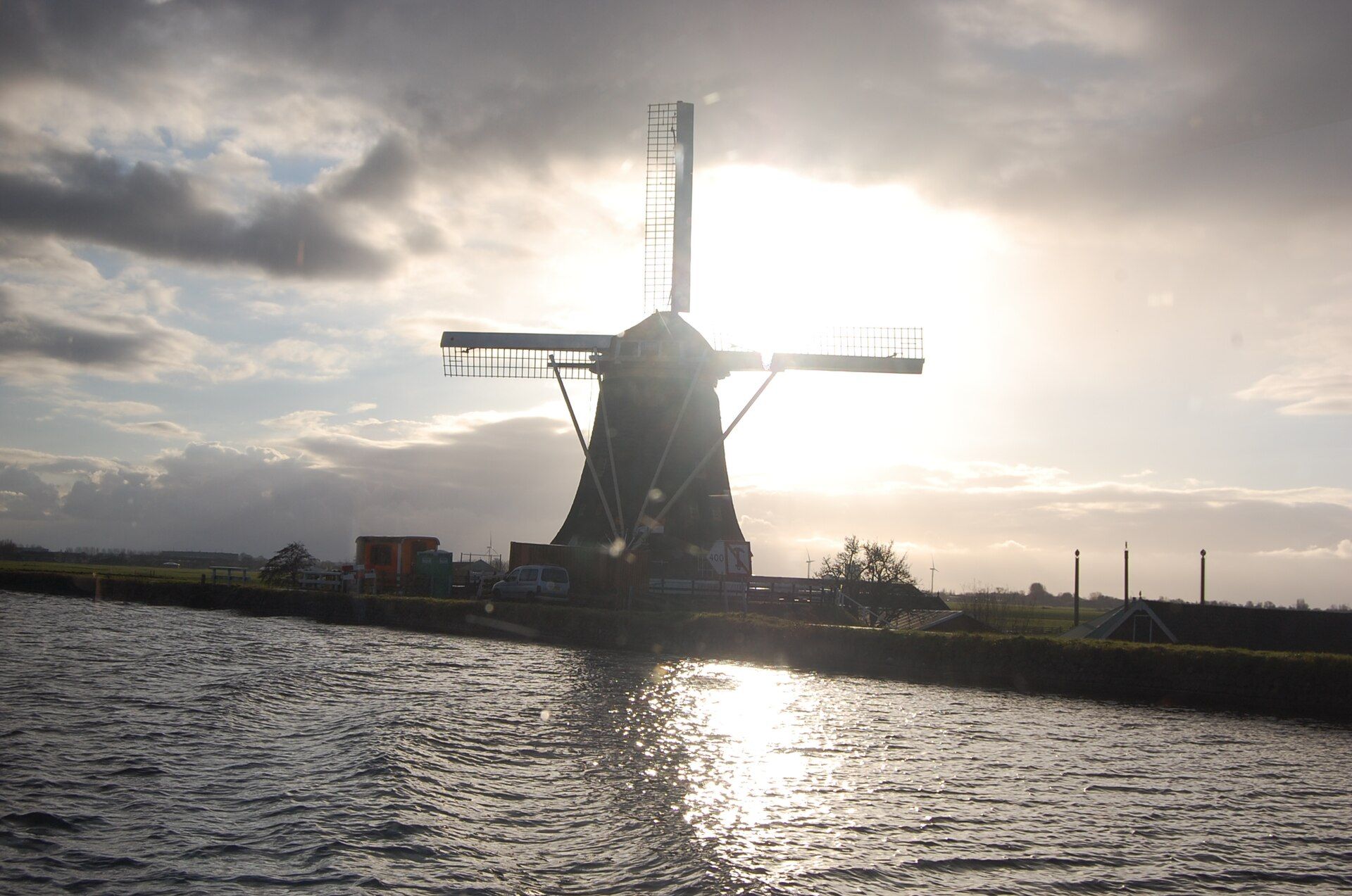 Waterside view of Alphen aan den Rijn in the Dutch Green Heart, with homes along the water