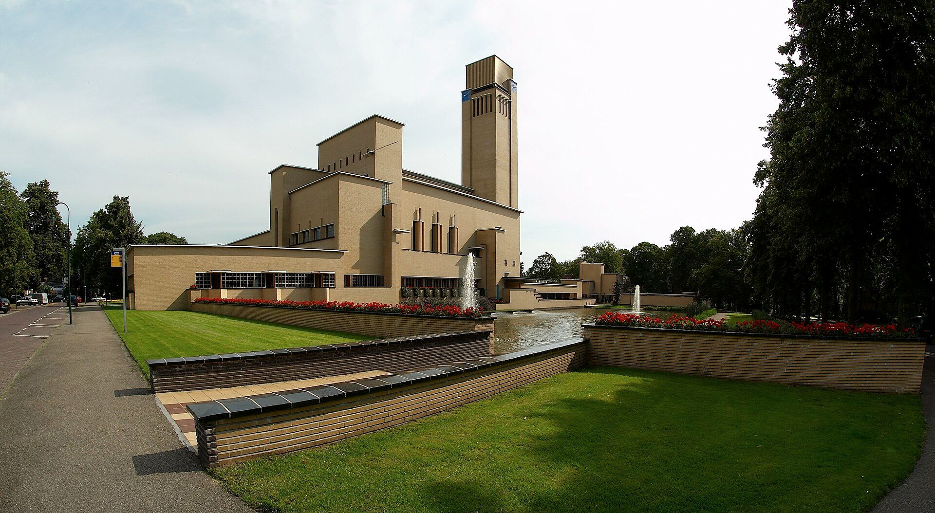 Dudok's modernist town hall with its clock tower in Hilversum