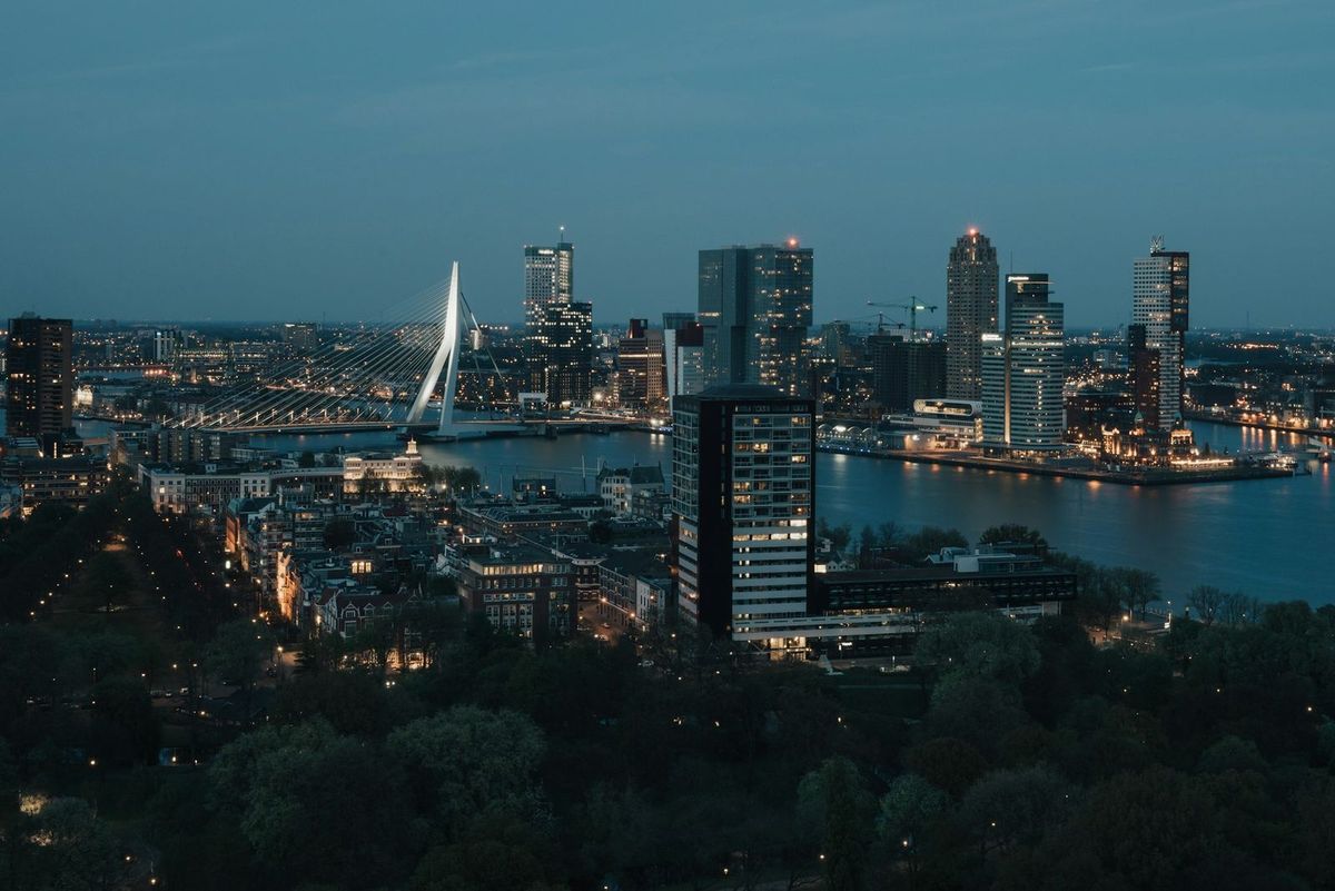 Rotterdam skyline with Erasmus Bridge