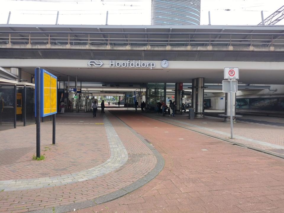 West entrance of Hoofddorp railway station, the four minute rail link to Schiphol Airport
