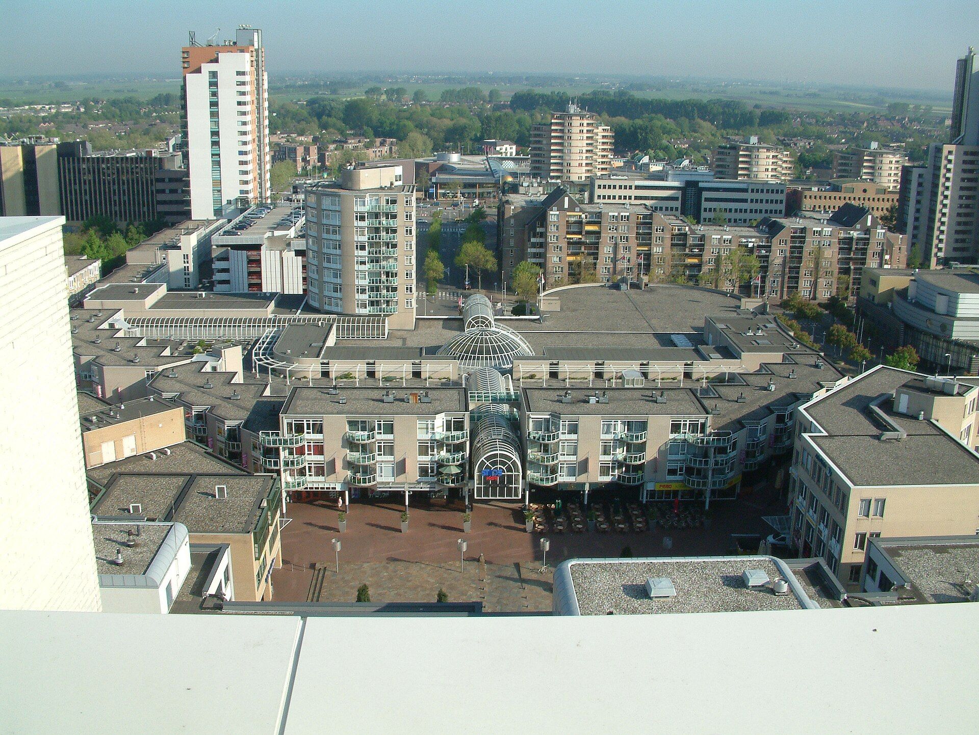 View over the Stadshart shopping district and apartment blocks in the centre of Zoetermeer