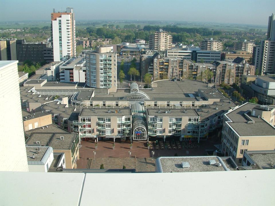 View over the Stadshart shopping district and apartment blocks in the centre of Zoetermeer