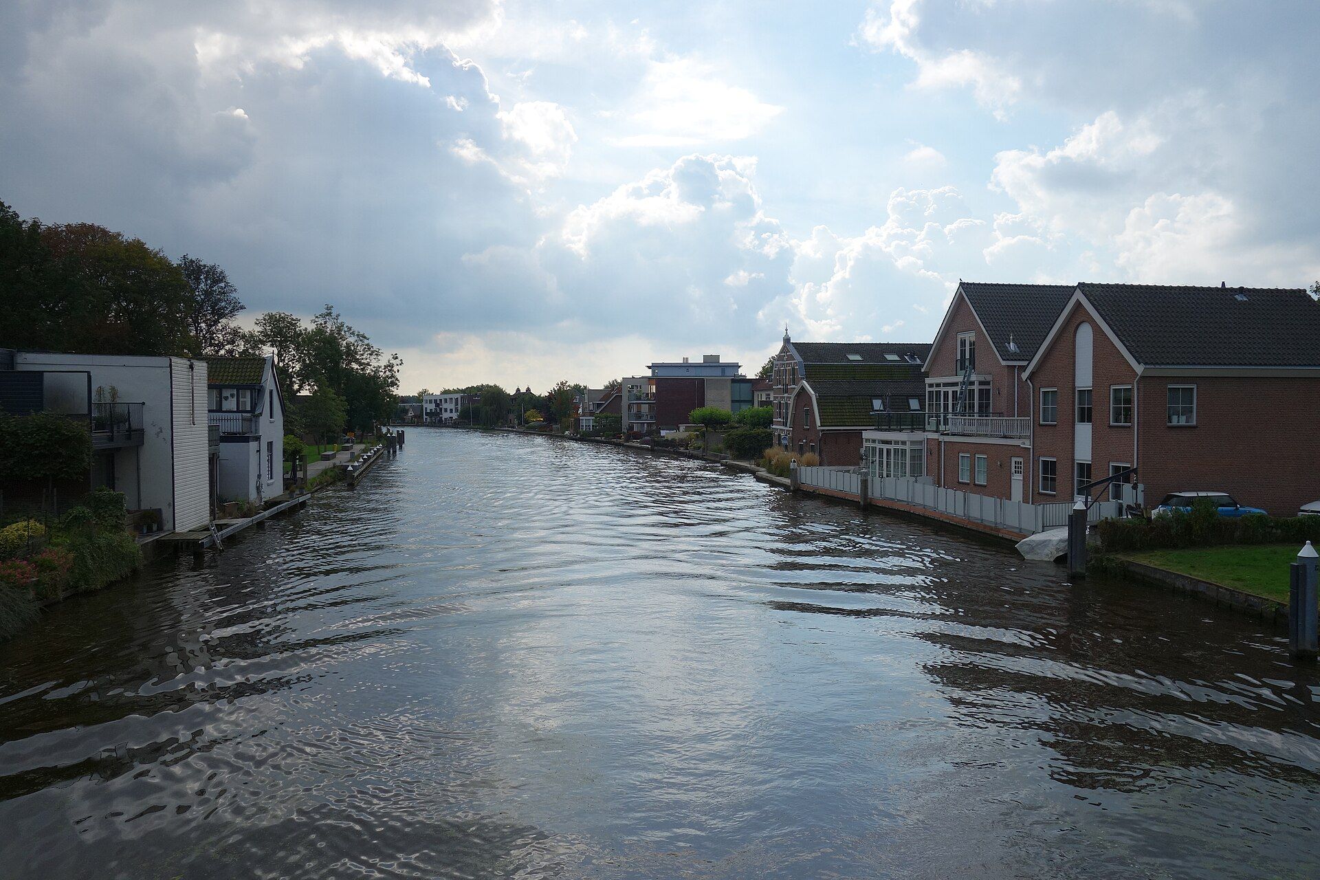 The Oude Rijn river running through Alphen aan den Rijn with buildings along both banks