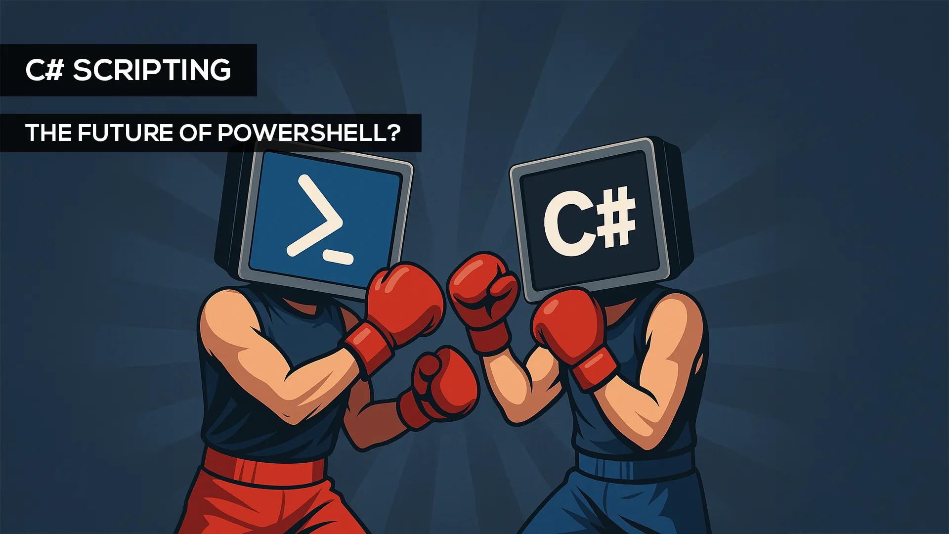 Infographic of PowerShell and C# in a boxing fight