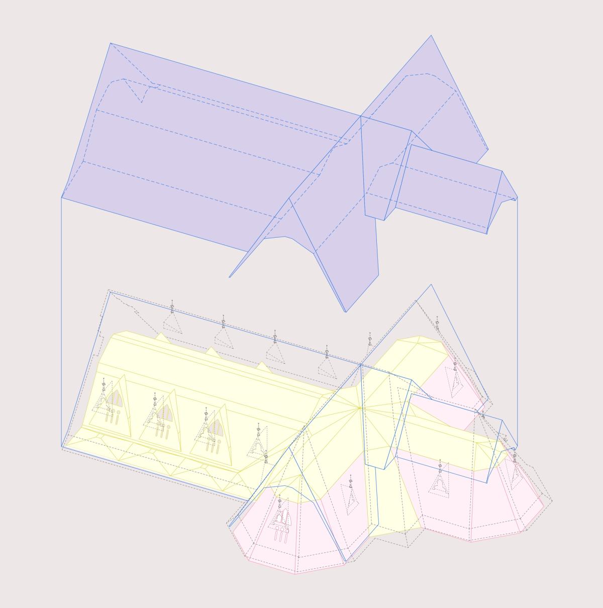 Illustrasjon som viser oppbyggingen av taket og måten det er tenkt å isoleres.