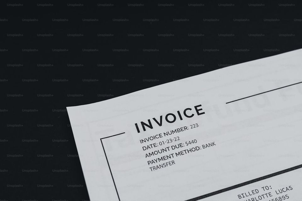 Home warranty claim documentation showing service invoice, technician report, and appliance serial number photo