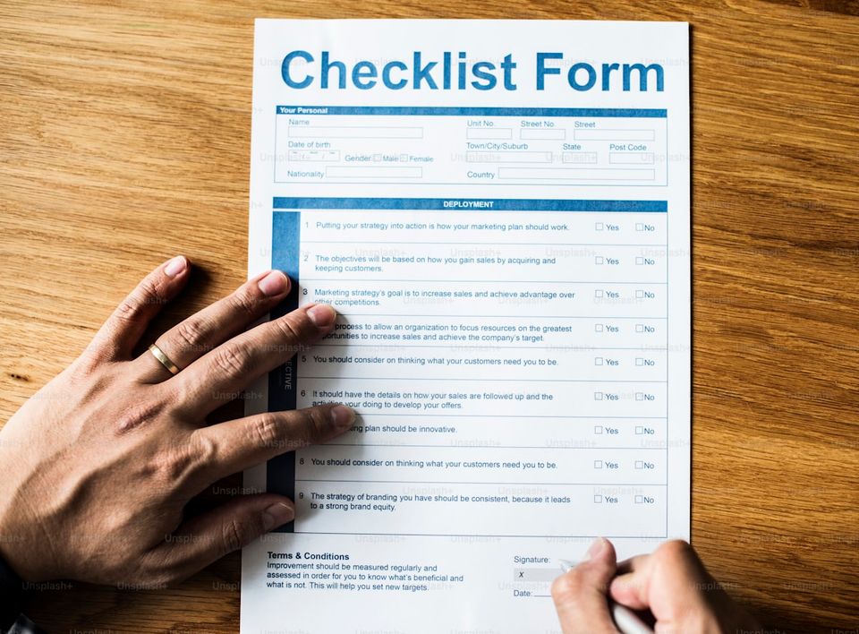 Checklist of documents required for home sale on a desk