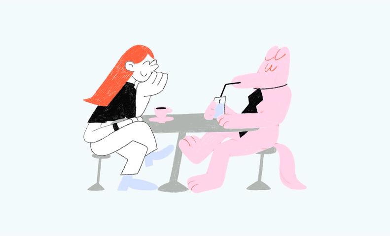 Иллюстрация: девочка и собака / Kuvitus: tyttö ja koira