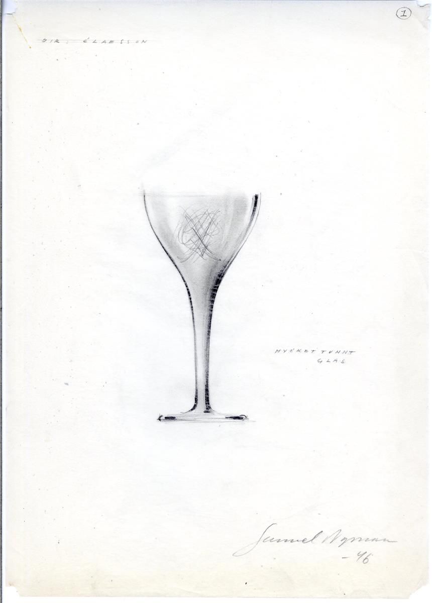 Kuva Gunnel Nymanin luonnoksesta lasistoksi