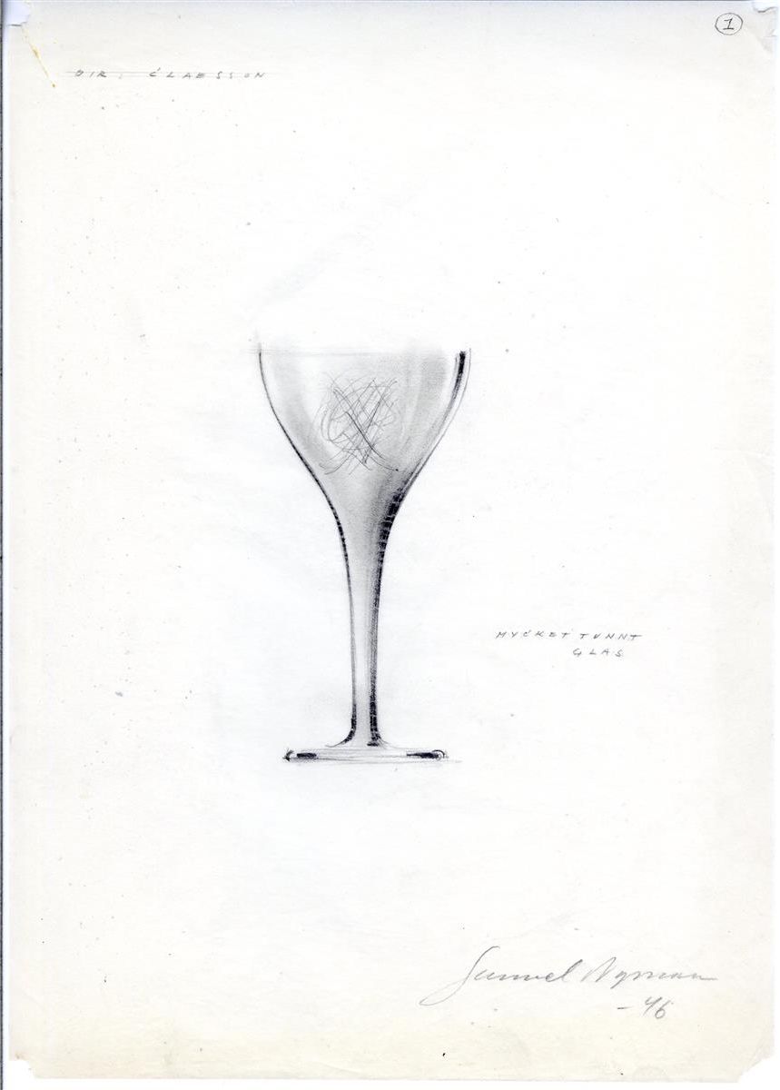 Kuva Gunnel Nymanin luonnoksesta lasistoksi