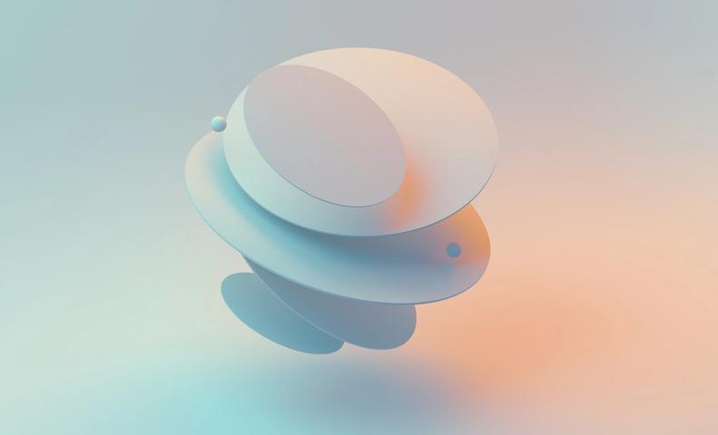 Абстрактная 3D-форма на пастельном фоне. (Abstrakti 3D-muoto pastellitaustalla.)