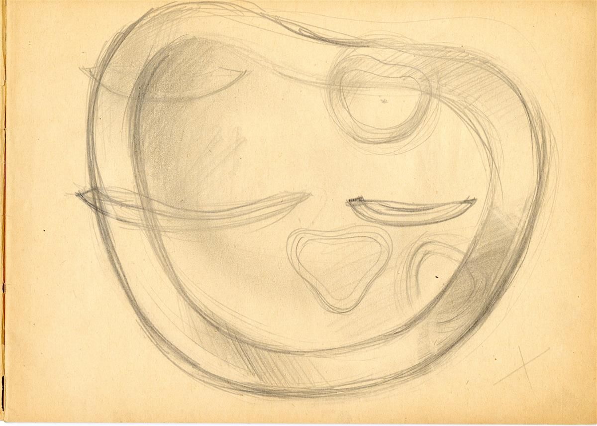 Kuvassa Gunnel Nymanin luonnos lasiesineeksi