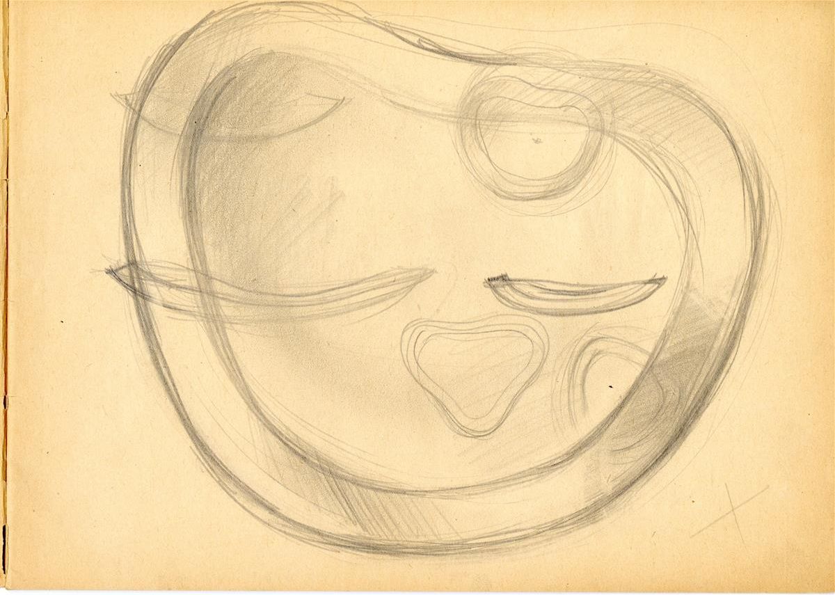 Kuvassa Gunnel Nymanin luonnos lasiesineeksi