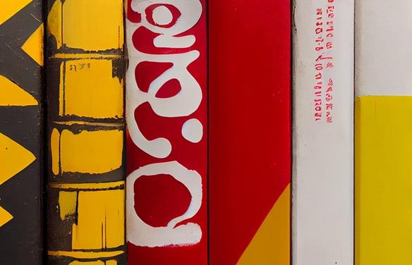 Цифровая иллюстрация ряда книг (Digimaalaus tiivissä rivissä seisovista kirjoista)