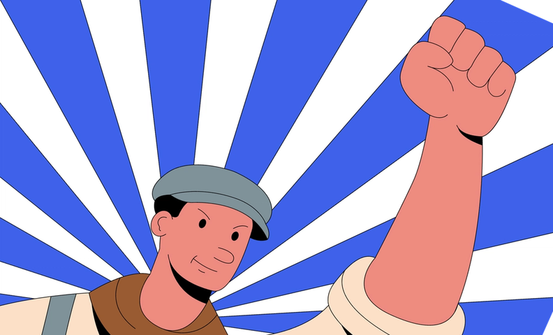 Иллюстрация: Рабочий поднимаем кулак (Kuvituakuva: Työläinen kohottaa nyrkkiä)