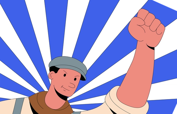 Иллюстрация: Рабочий поднимаем кулак (Kuvituakuva: Työläinen kohottaa nyrkkiä)