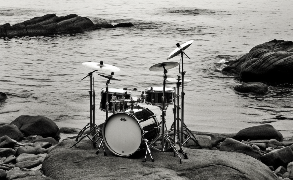 Ударная установка на скалистом берегу моря (Rumpusetti meren kivirannikolla)