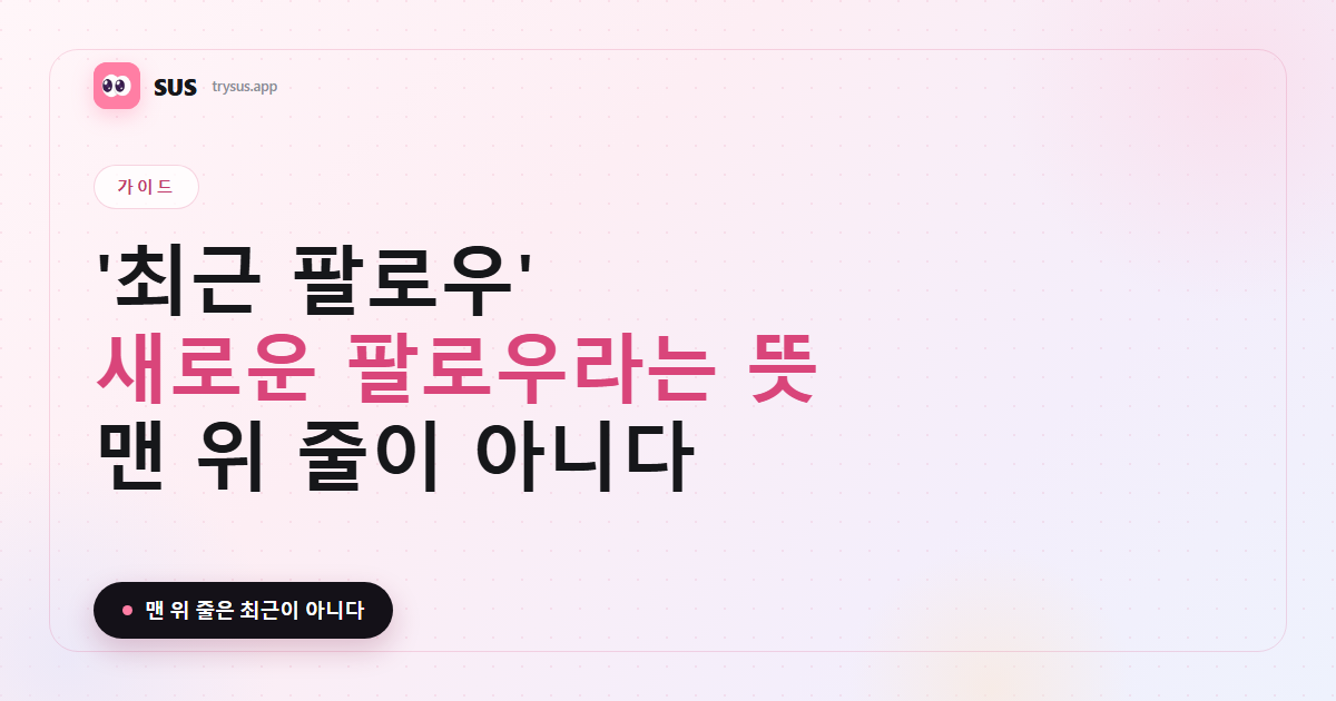 SUS 커버: Instagram '최근 팔로우'의 의미.