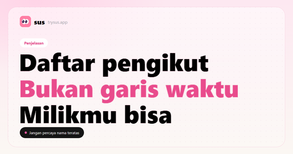 Sampul SUS: pengikut Instagram tidak diurutkan menurut waktu. Label Penjelasan.