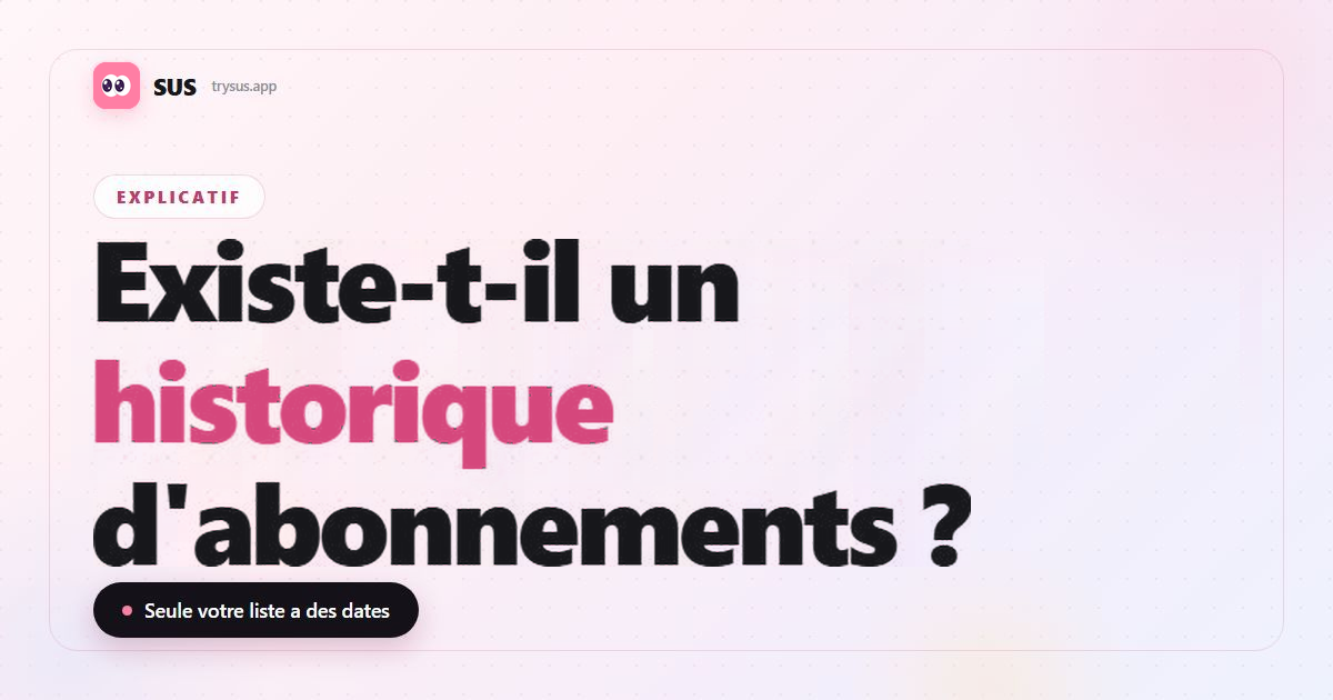 Couverture de l'article SUS : « Existe-t-il un historique d'abonnements sur Instagram ? », avec le logo SUS, l'étiquette Explicatif et la ligne « Seule votre liste a des dates ».