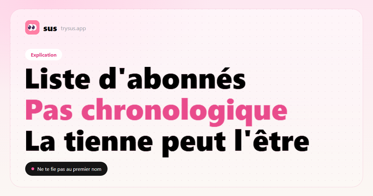 Couverture SUS : la liste d'abonnés Instagram n'est pas dans l'ordre chronologique. Explication.