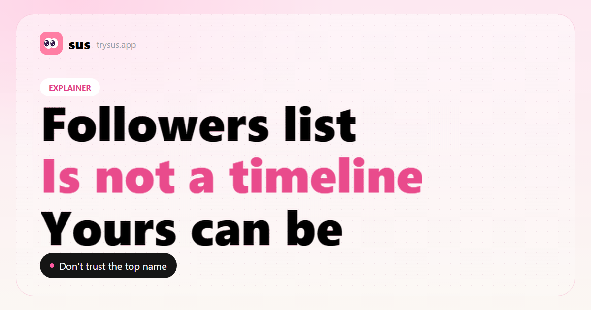 SUS cover: Instagram followers are not in chronological order.