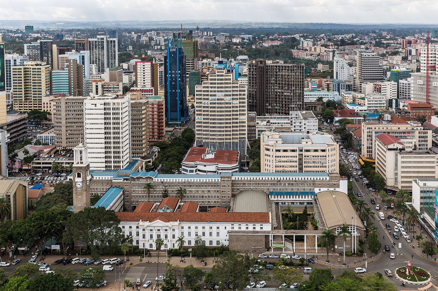 View north-west over central Nairobi from the KICC towards City Hall, home city of SportPesa Premier League leaders Gor Mahia