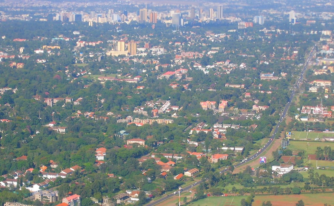 Aerial view of Nairobi, home city of grassroots side Makarios III Riruta United