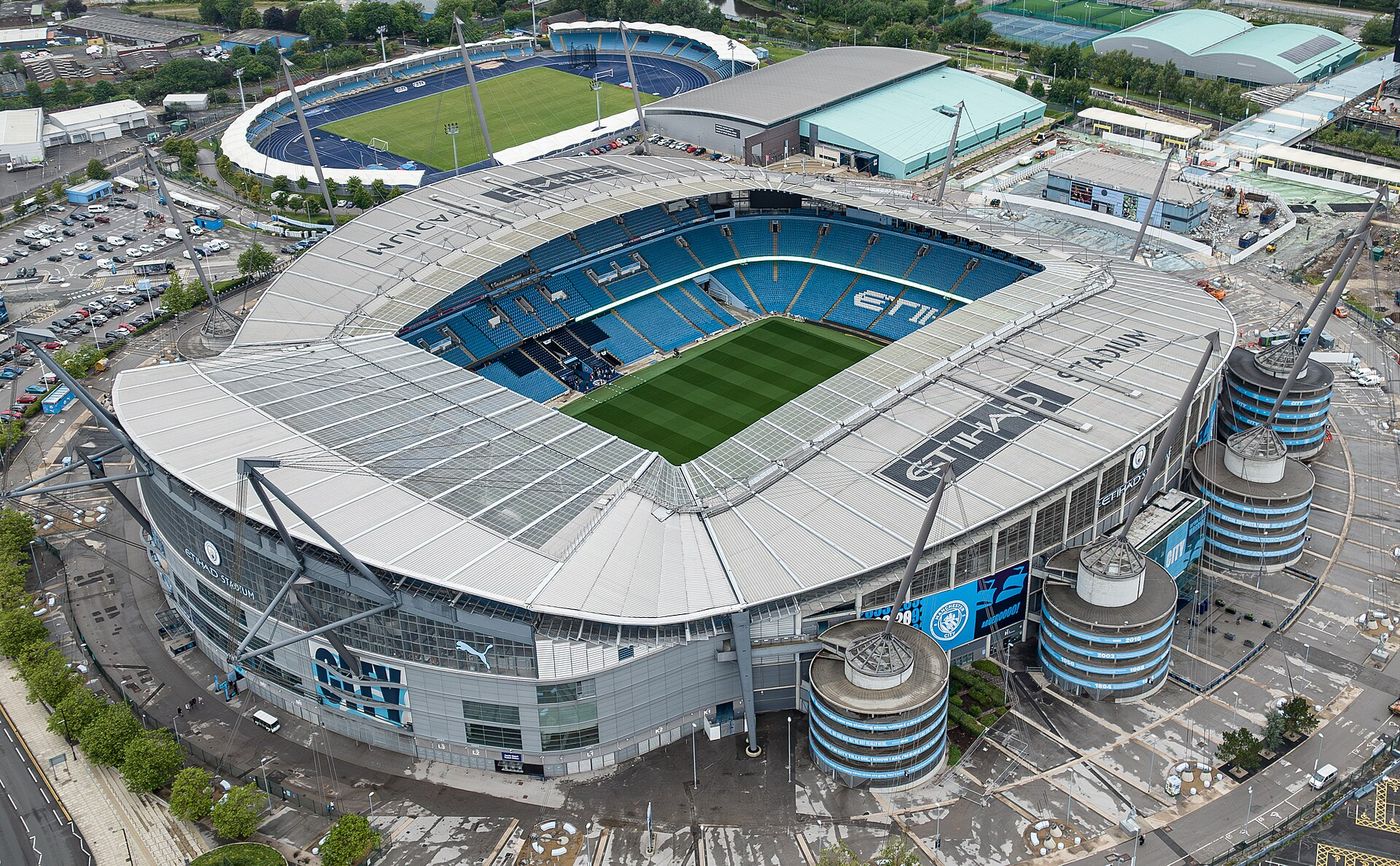 Aerial view of the Etihad Stadium, home of Manchester City