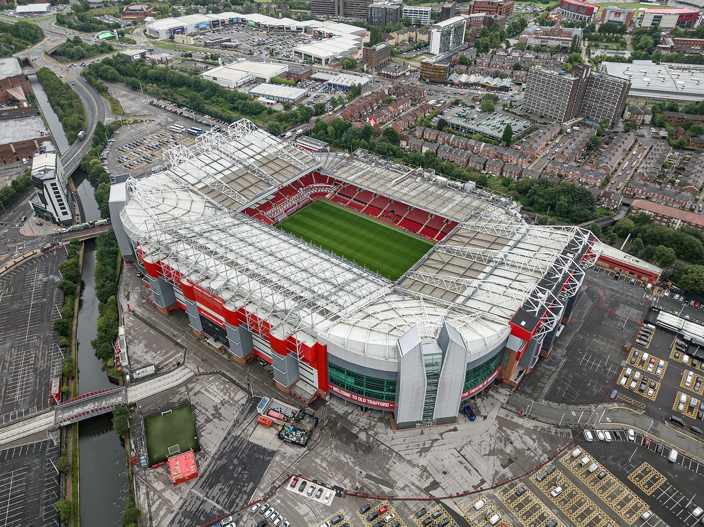 Exterior of Old Trafford stadium in Manchester, home of Manchester United
