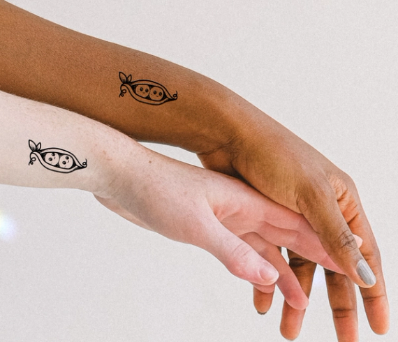 two peas in a pod matching bestie tattoos