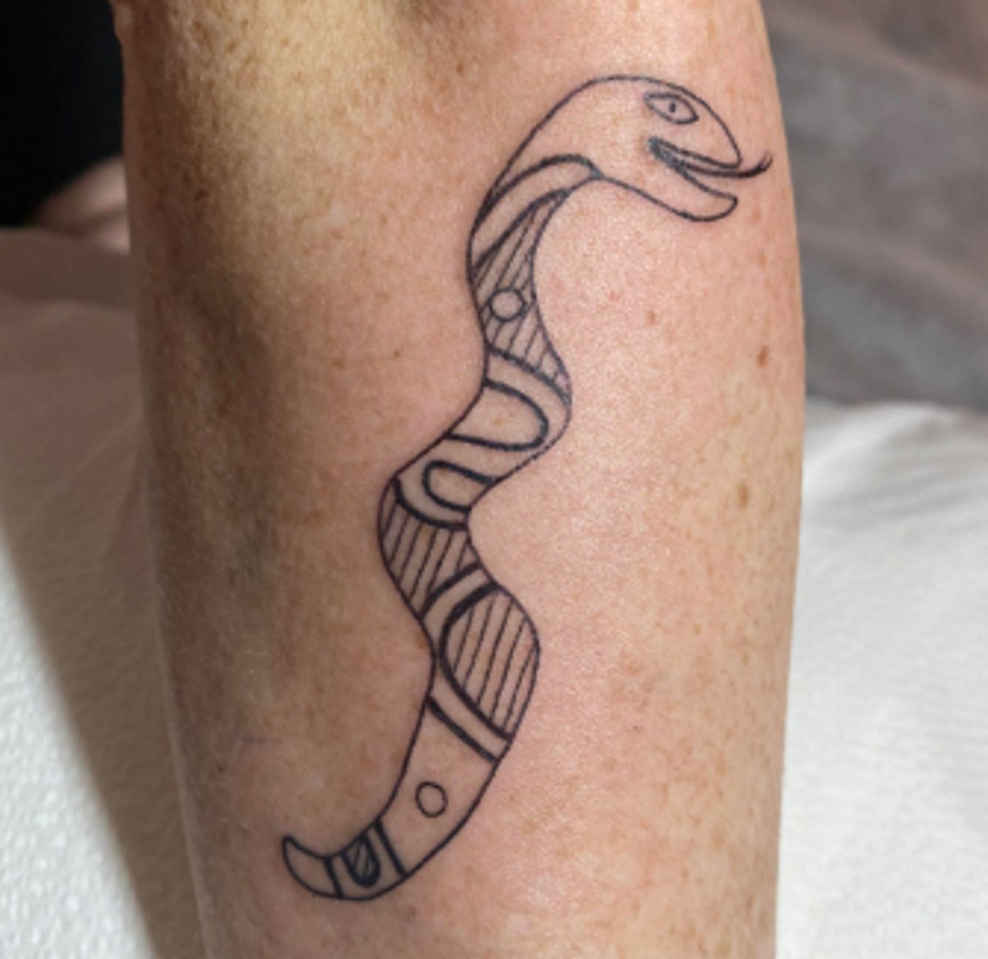 ephemeral temporary abstract snake tattoo