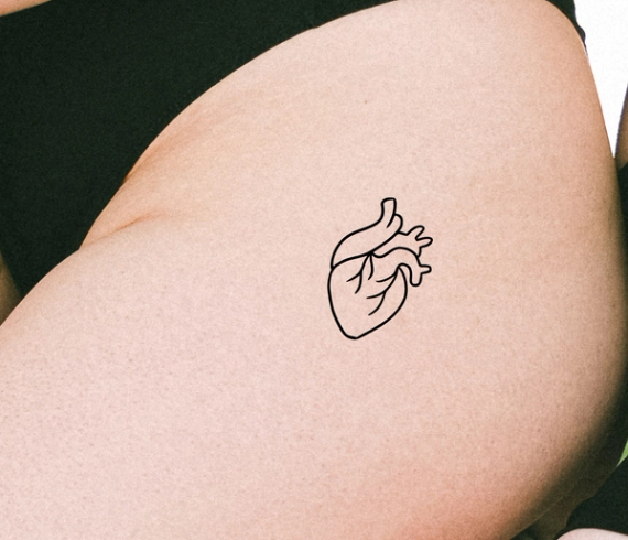 simple heart tattoos hip