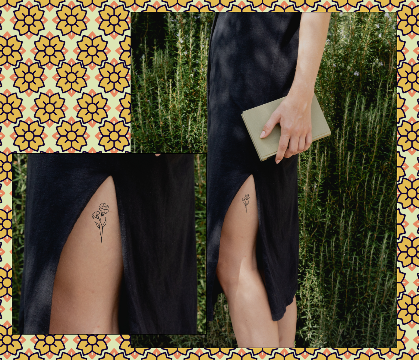 carnation flower tattoo on thigh
