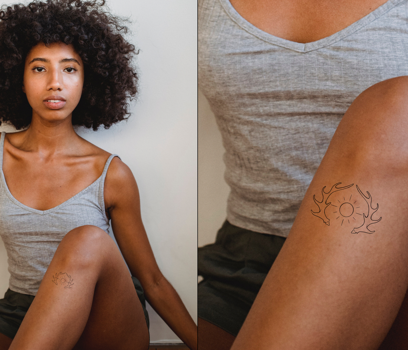 antlers tattoo on knee