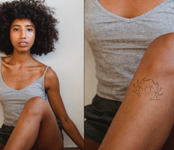 antlers tattoo on knee