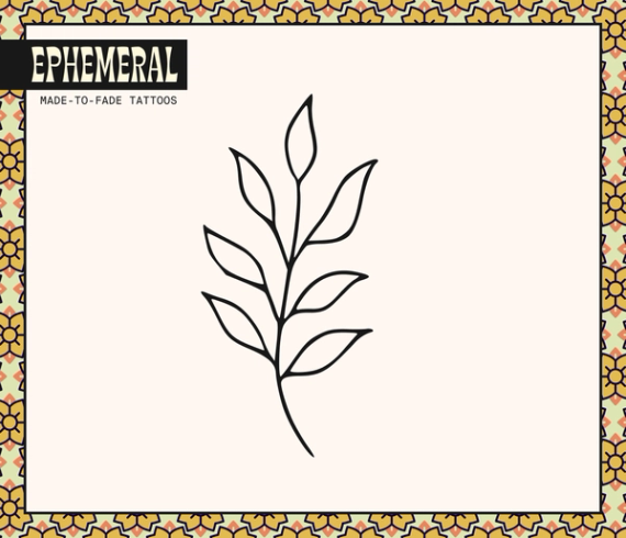 minimal fine line vine leaf tattoo