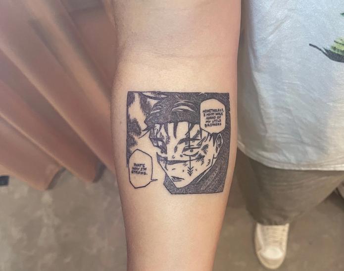 temporary tattoo idea of manga on arm