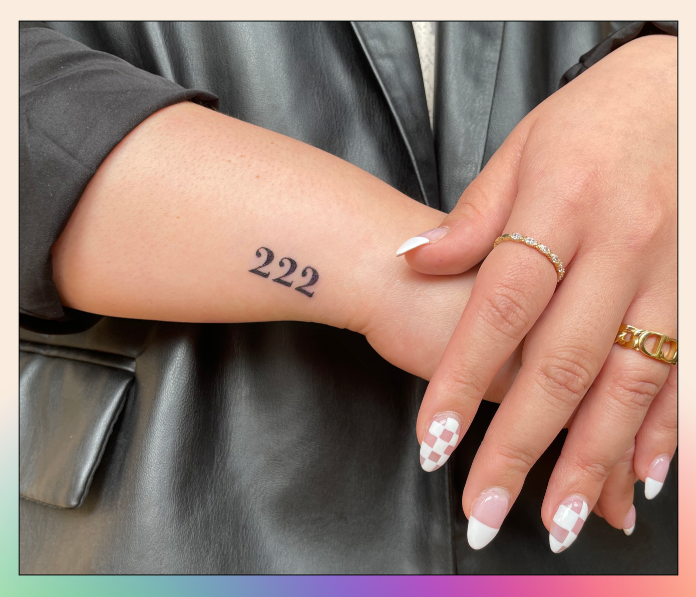 222 angel number tattoo on wrist