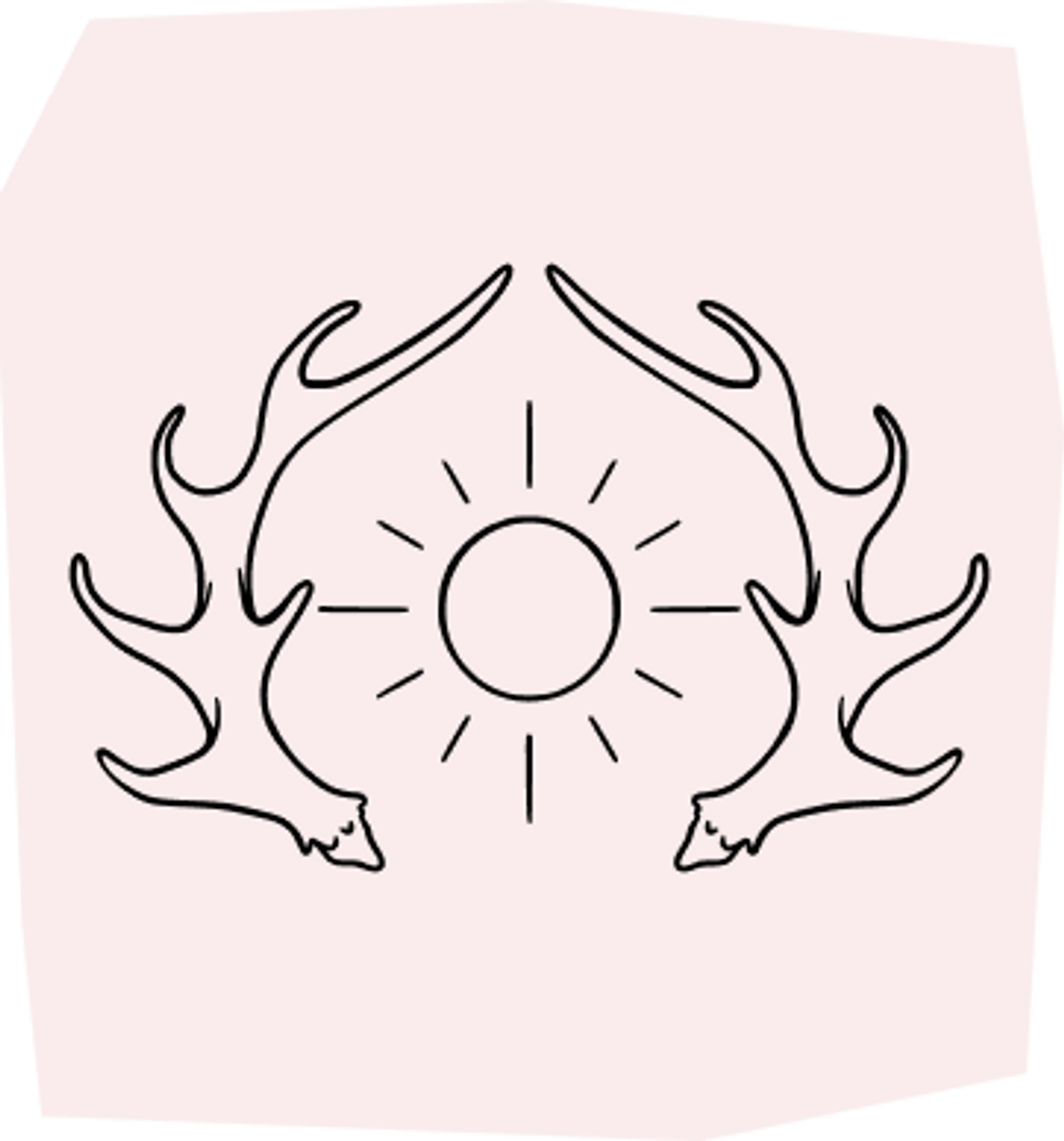 sun and antlers flash tattoo design
