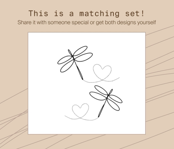 matching set of dragonflies tattoos