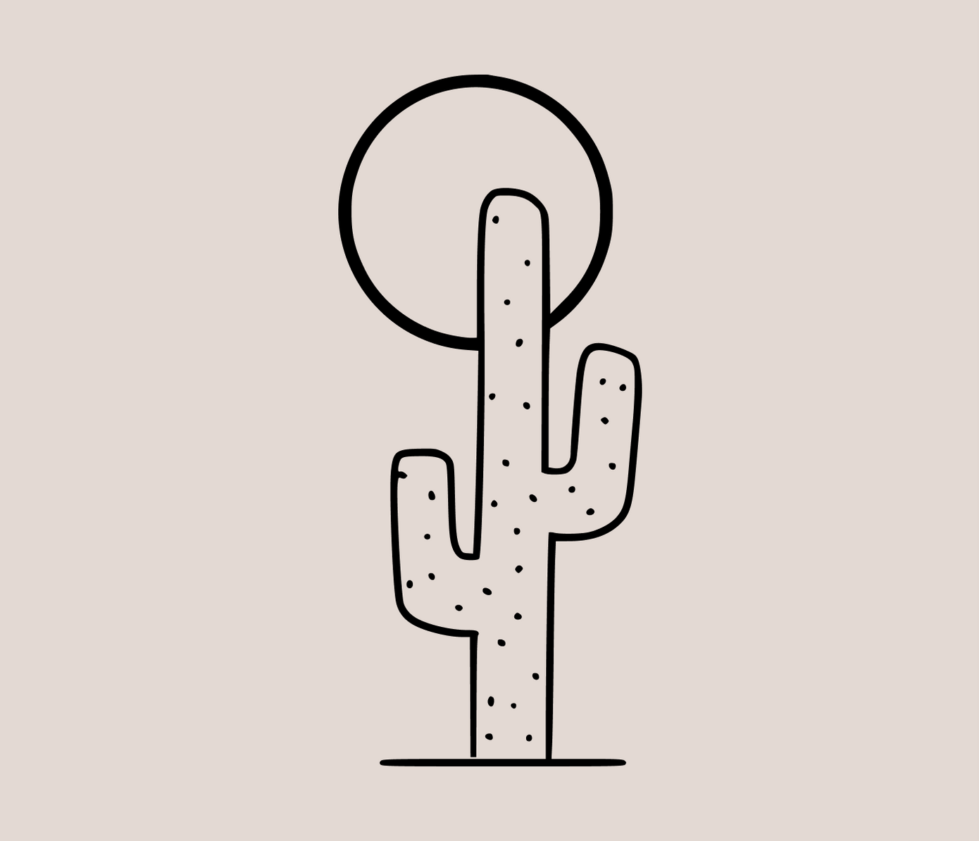 cactus and sun tattoo design