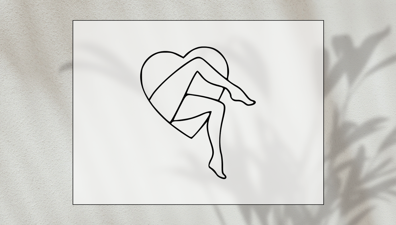 pinup legs in heart tattoo design