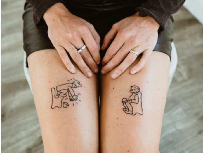 ephemeral temporary tattoos custom design of SF cartoons on woman