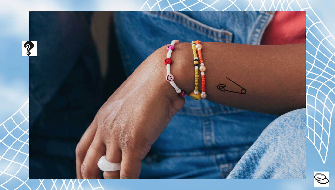 safety pin flash tattoo example