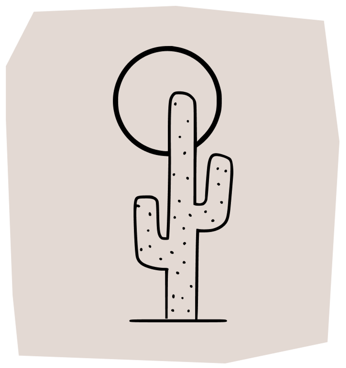 desert sun cactus tattoo design
