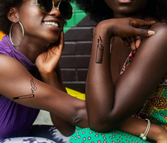 joint and lighter matching tattoos